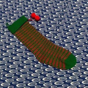 Vintage 1981 Kurt Adler Red green Knit Merry Christmas monogram Stocking